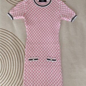 Versace Pink and White Checkered Mini Dress